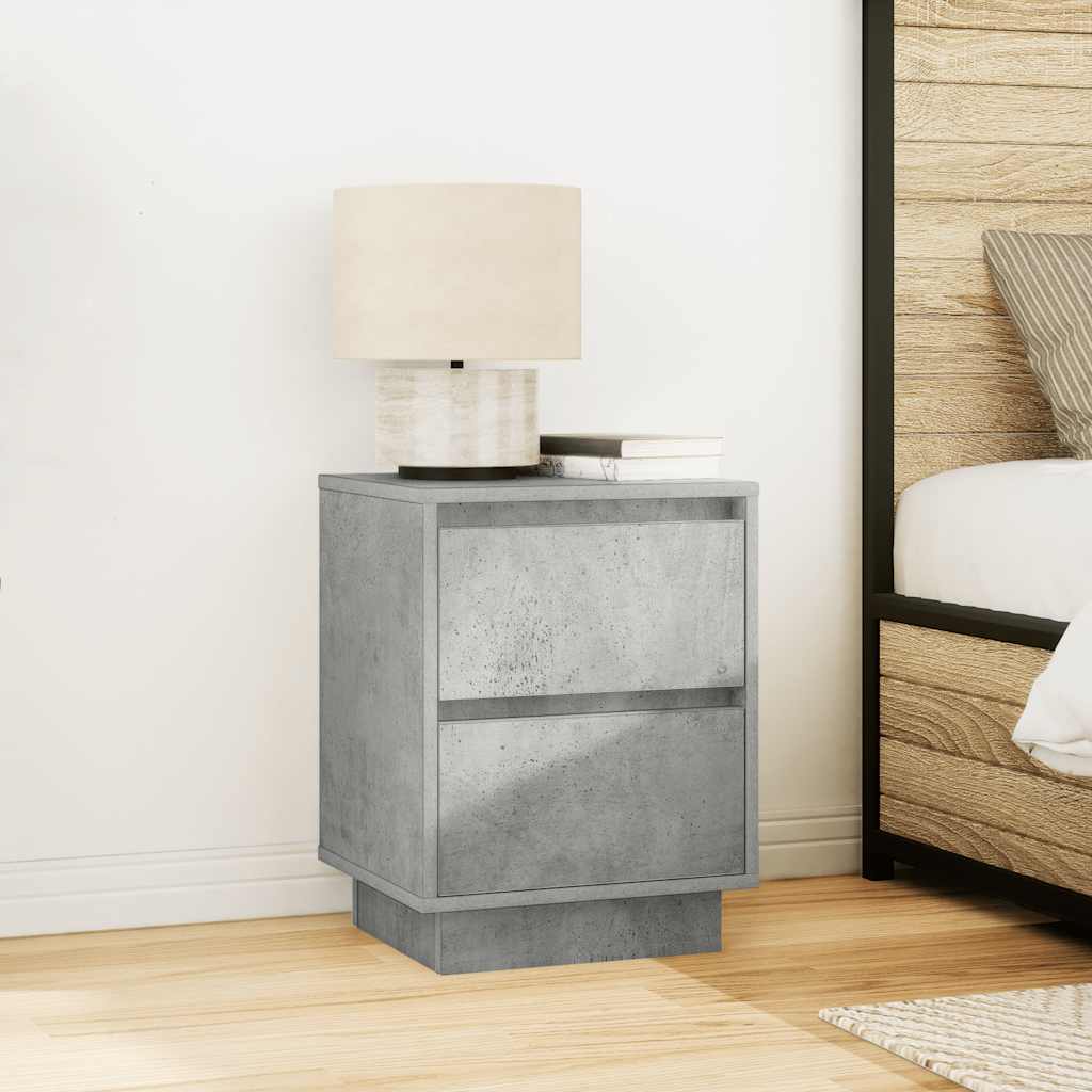 Bedside table with LED lights, concrete grey, 38 x 34 x 50 cm