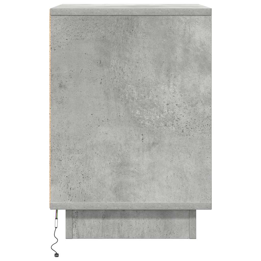Bedside table with LED lights, concrete grey, 38 x 34 x 50 cm