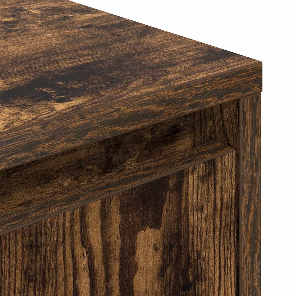 Bedside table with LED lights smoked oak 38x34x50 cm