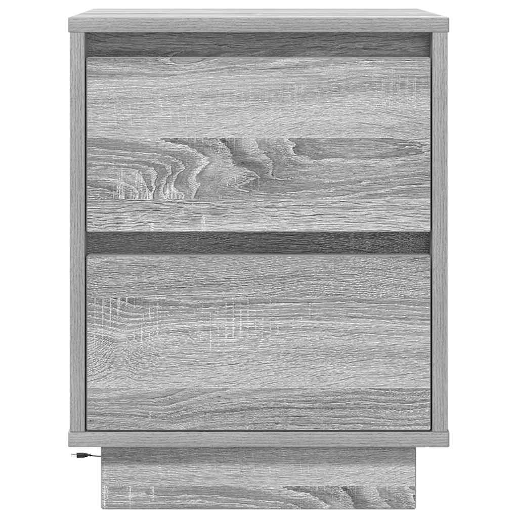 Bedside table with LED lights, Sonoma grey, 38x34x50 cm