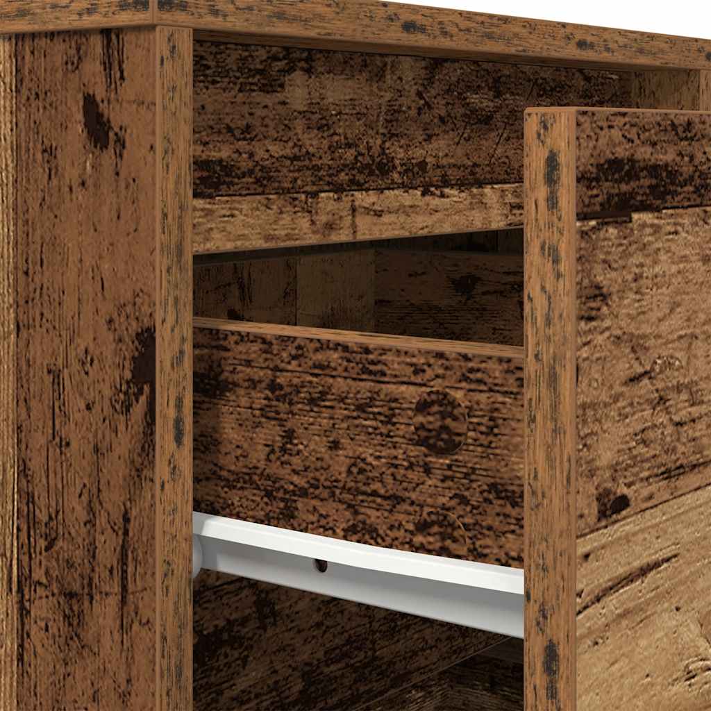 Bedside table with LED lights, reclaimed wood look, 38x34x50 cm