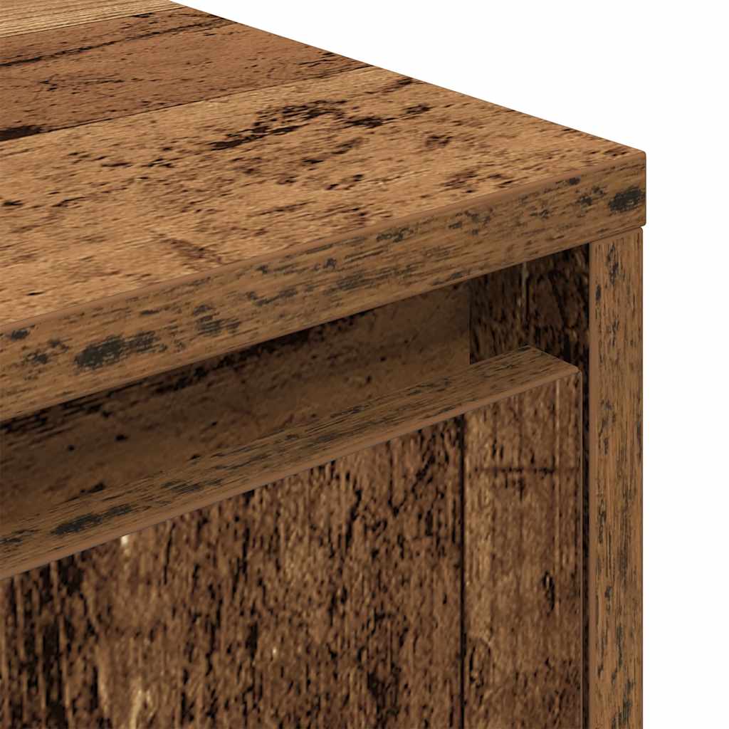 Bedside table with LED lights, reclaimed wood look, 38x34x50 cm