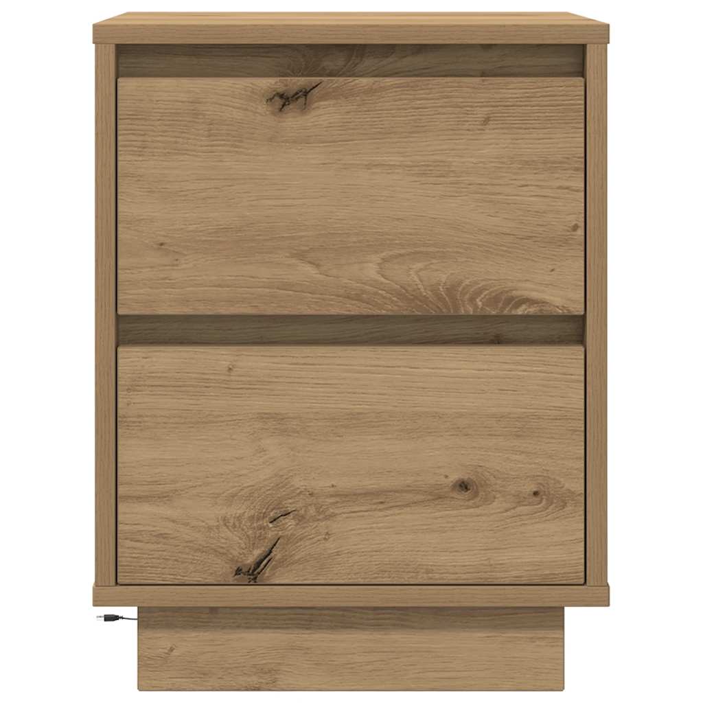 Bedside tables with LED lights, 2 pieces, Artisan oak, 38 x 34 x 50 cm