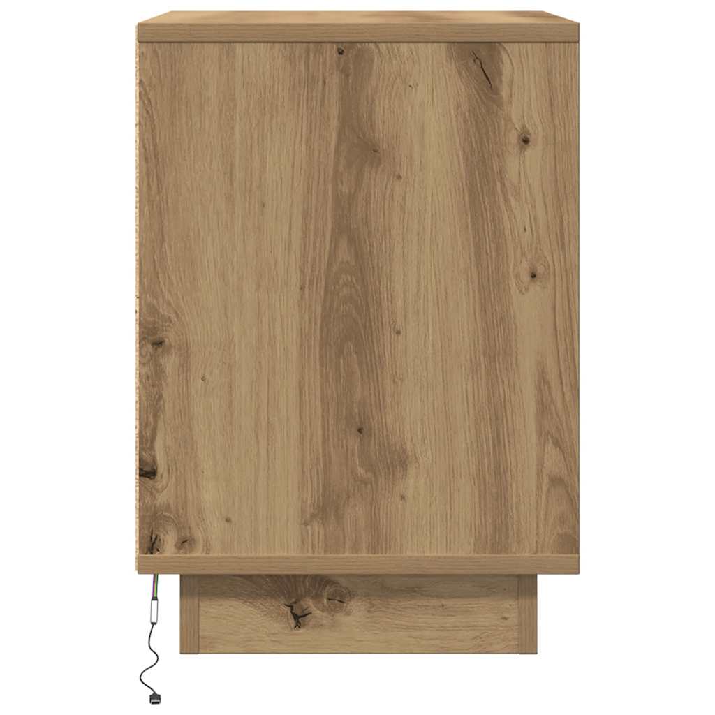 Bedside tables with LED lights, 2 pieces, Artisan oak, 38 x 34 x 50 cm