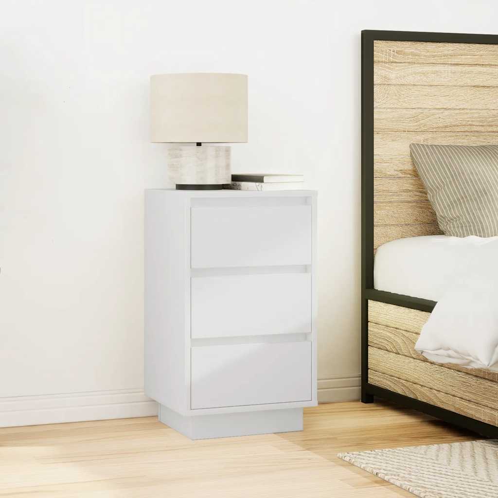 Bedside table with LED lights white 38x34x65 cm