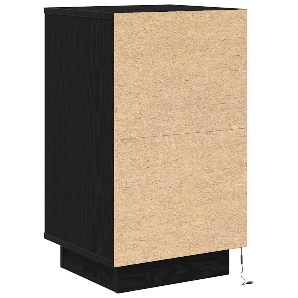 Bedside table with LED lights Black 38x34x65 cm