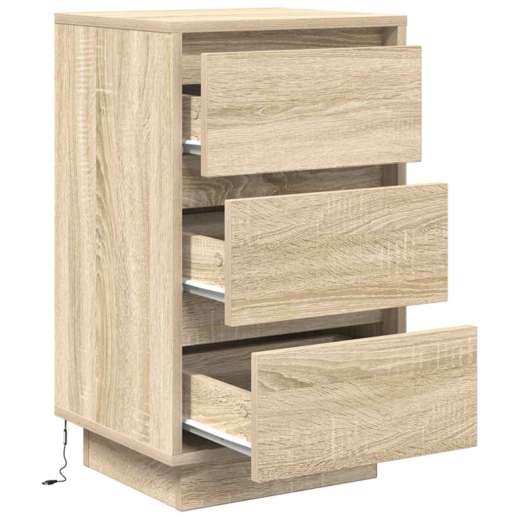 Bedside table with LED lights Sonoma oak 38x34x65 cm