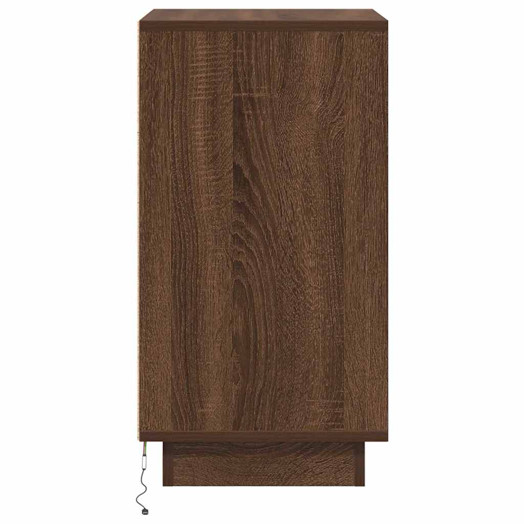 Nachttisch mit LED-Leuchten Braun Eichen-Optik 38x34x65 cm