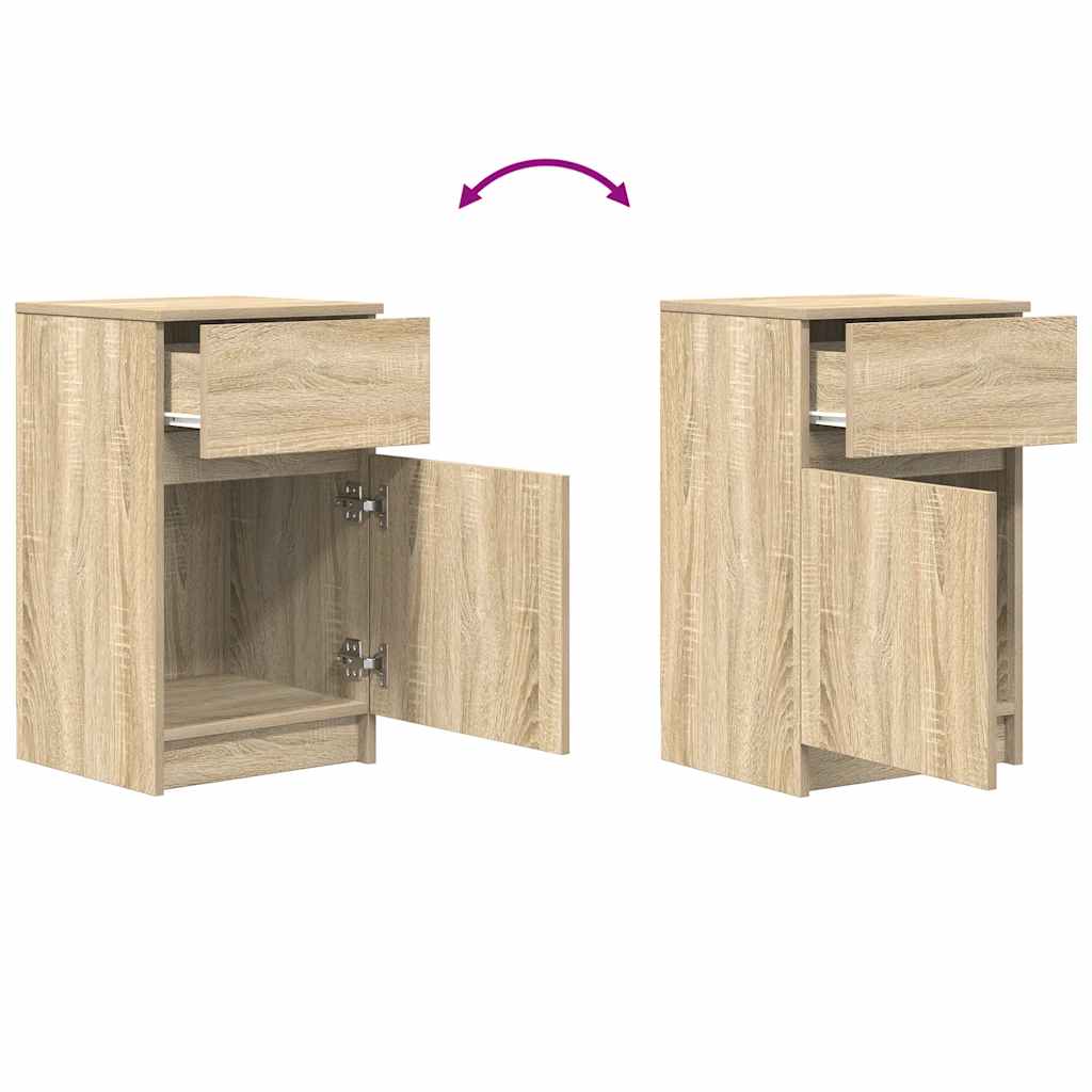 Tables de chevet, lot de 2, en chêne Sonoma, dimensions 39 x 35 x 65 cm.
