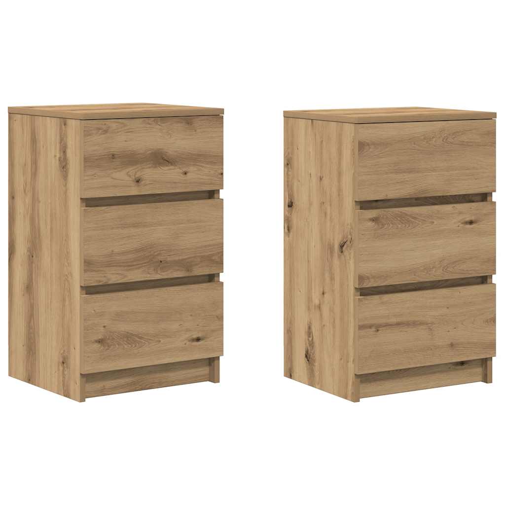 Nachttische mit 3 Schubladen 2 Stk. Artisan-Eiche 39x35x65 cm