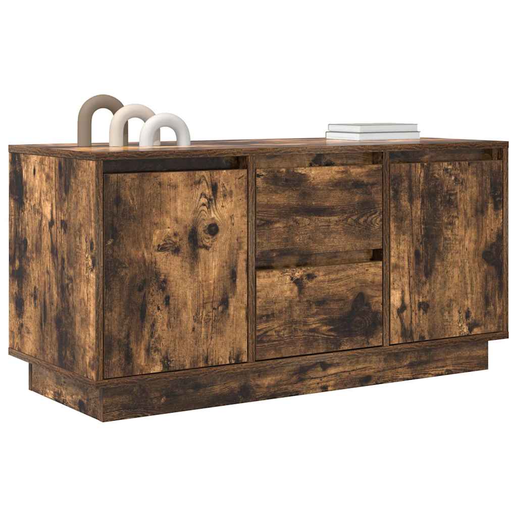 TV cabinet with LED lights smoked oak 100x41x50 cm