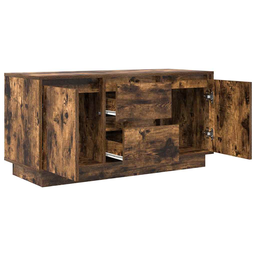 TV cabinet with LED lights smoked oak 100x41x50 cm