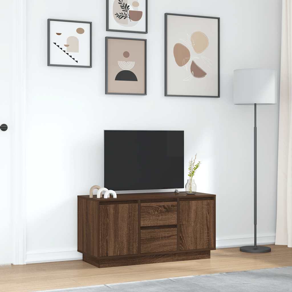 TV cabinet with LED lights, brown oak look, 100x41x50 cm