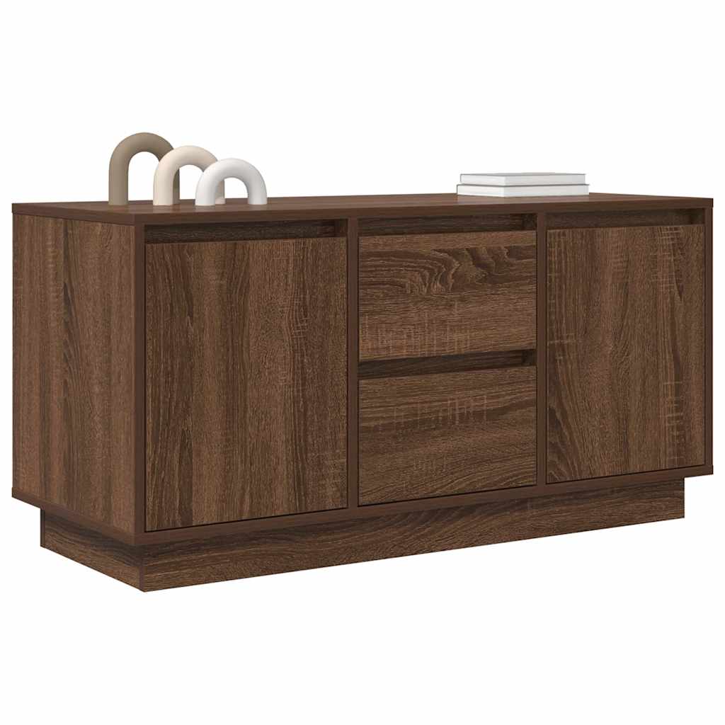 TV cabinet with LED lights, brown oak look, 100x41x50 cm