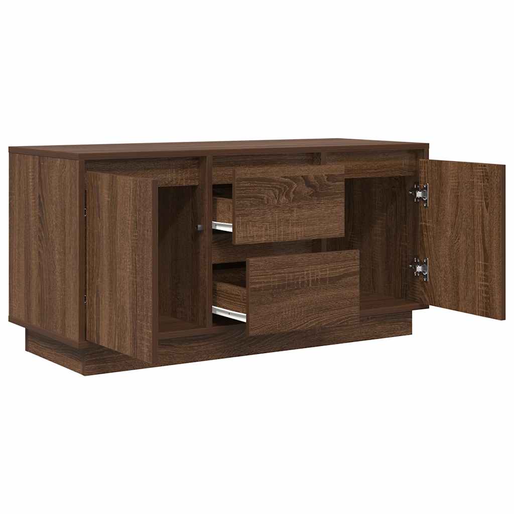 TV cabinet with LED lights, brown oak look, 100x41x50 cm