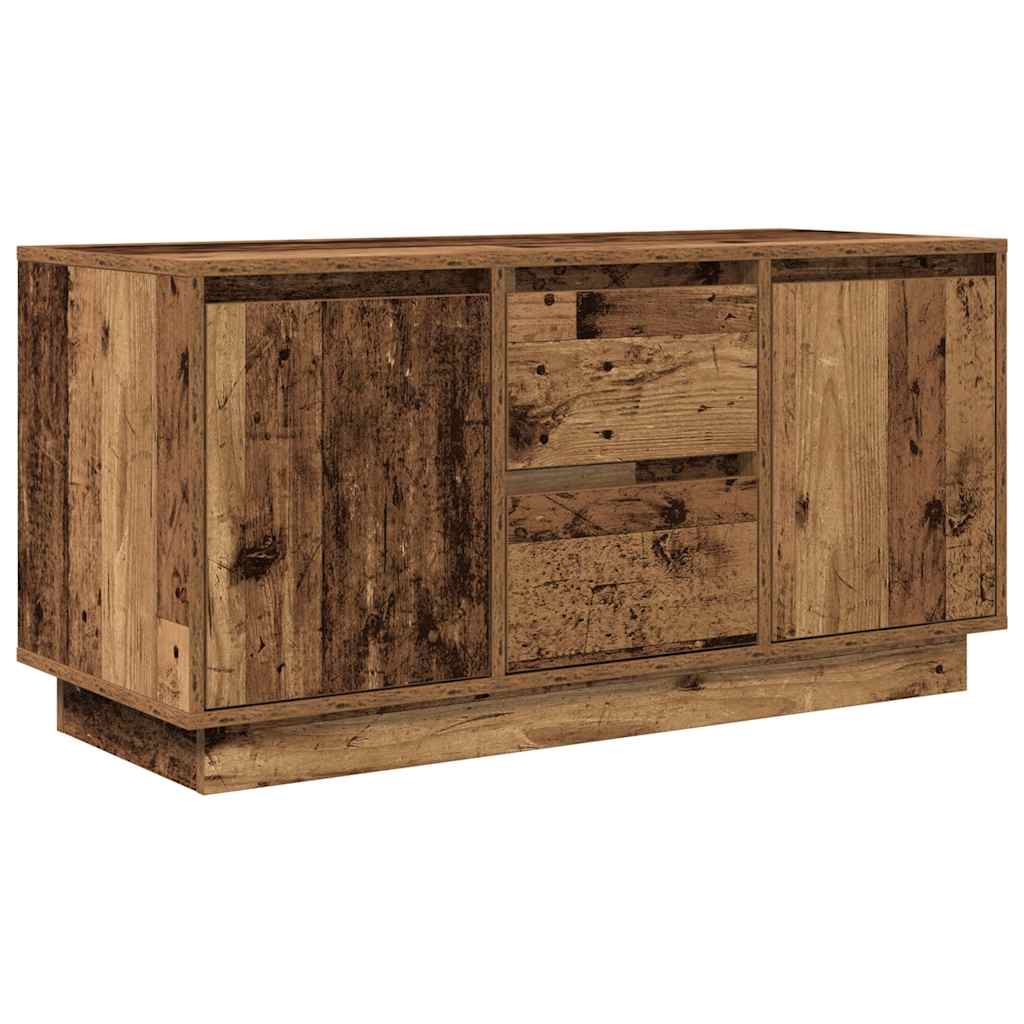 Meuble TV avec éclairage LED, aspect bois récupéré, 100x41x50 cm