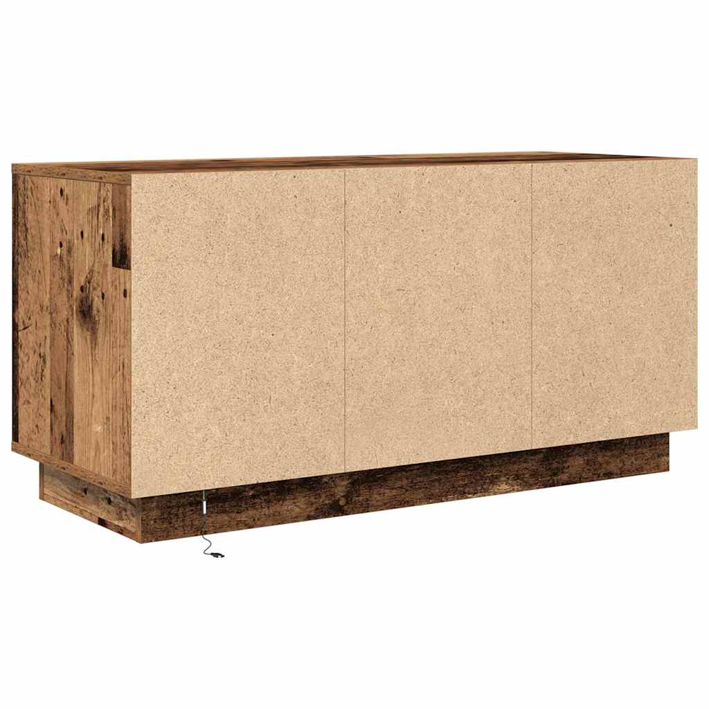 Meuble TV avec éclairage LED, aspect bois récupéré, 100x41x50 cm