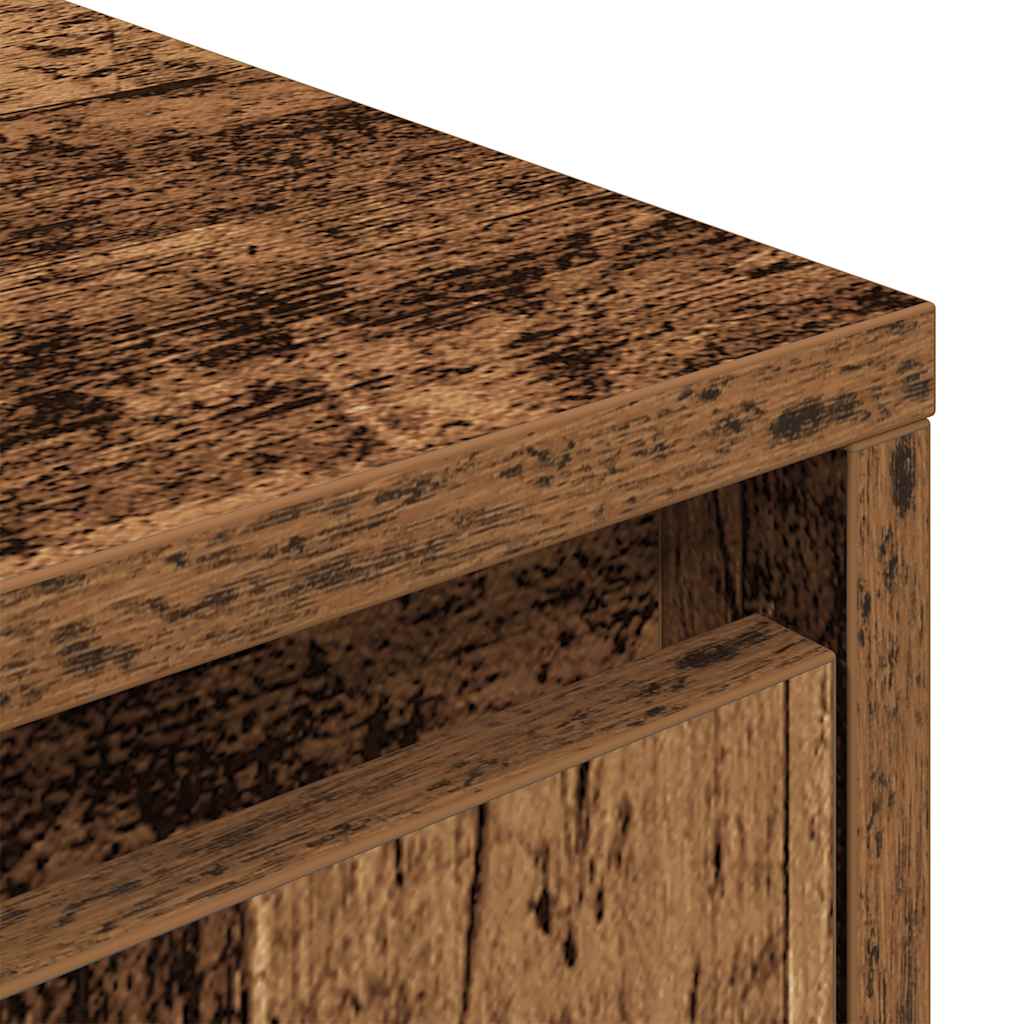 Meuble TV avec éclairage LED, aspect bois récupéré, 100x41x50 cm