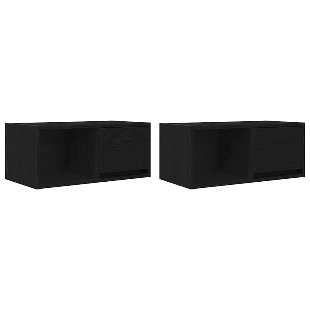 Meubles TV, lot de 2, aspect chêne noir, 60 x 31 x 25,5 cm