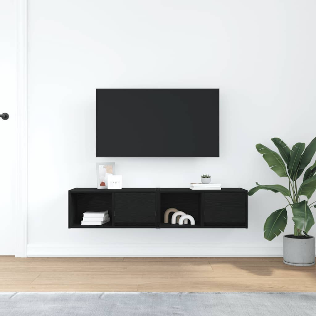 Meubles TV, lot de 2, aspect chêne noir, 60 x 31 x 25,5 cm