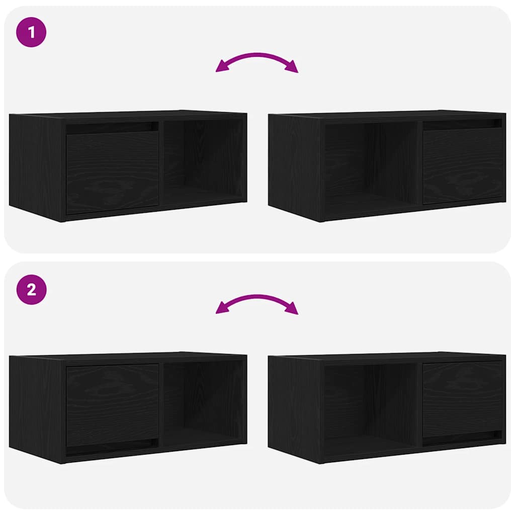 Meubles TV, lot de 2, aspect chêne noir, 60 x 31 x 25,5 cm