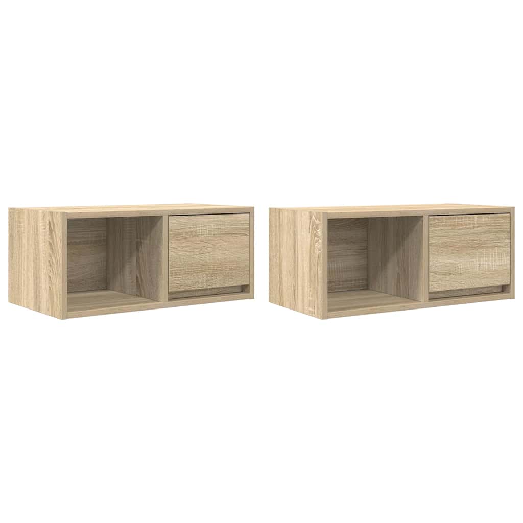 Meubles TV, lot de 2, en chêne Sonoma, 60 x 31 x 25,5 cm.