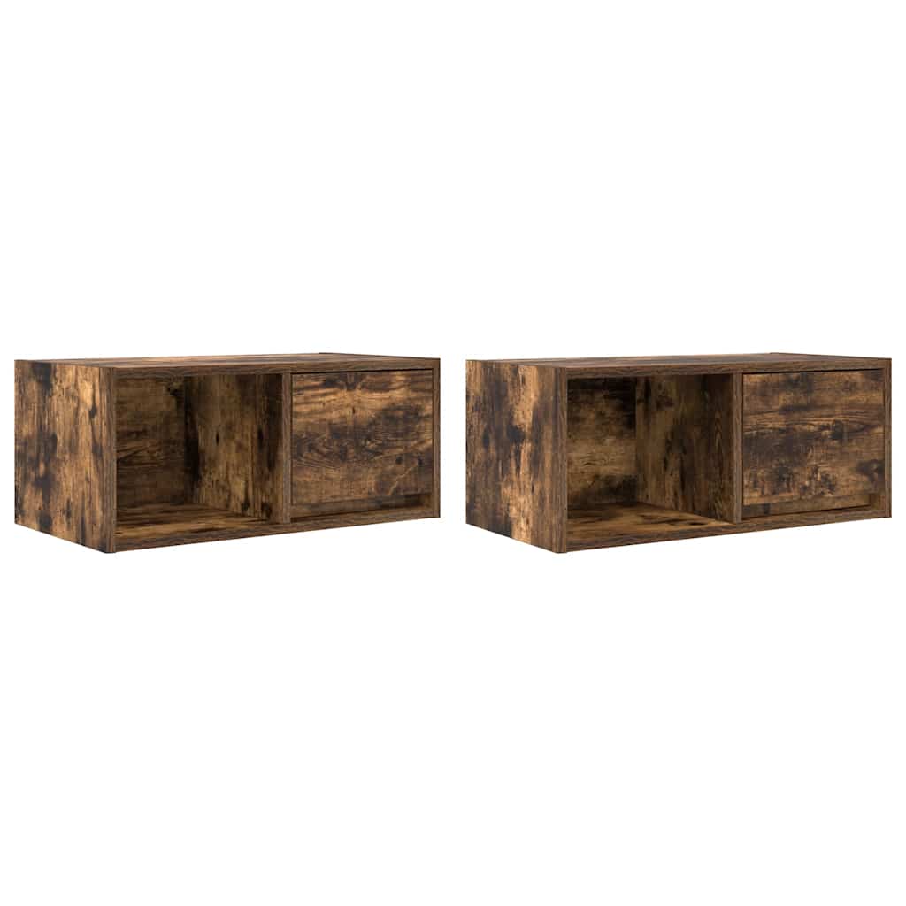 Meubles TV 2 pièces chêne fumé 60x31x25,5 cm matériau bois