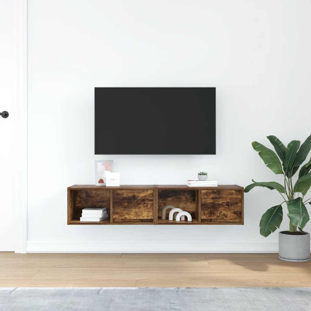 Meubles TV 2 pièces chêne fumé 60x31x25,5 cm matériau bois