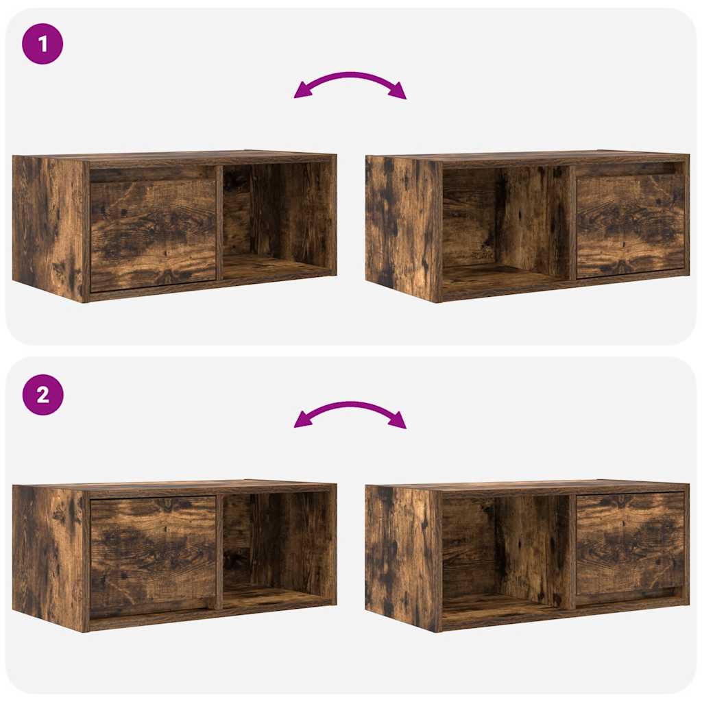 Meubles TV 2 pièces chêne fumé 60x31x25,5 cm matériau bois