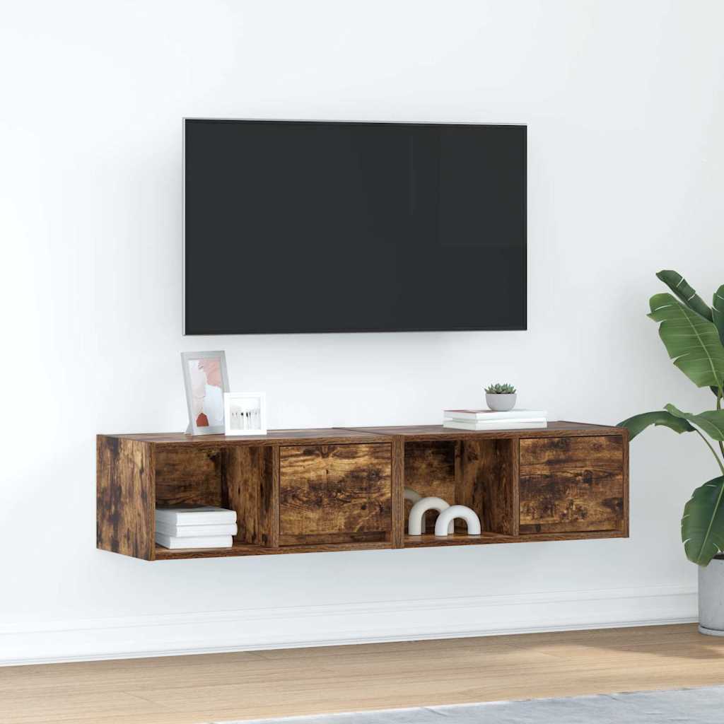 Meubles TV 2 pièces chêne fumé 60x31x25,5 cm matériau bois