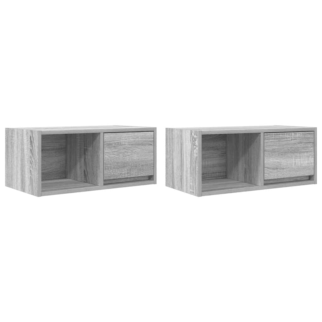 Meubles TV, lot de 2, gris Sonoma, 60 x 31 x 25,5 cm, matériau à base de bois