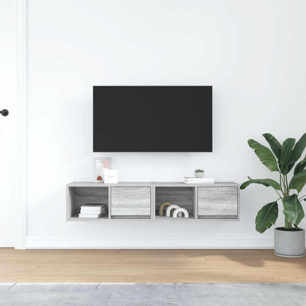 Meubles TV, lot de 2, gris Sonoma, 60 x 31 x 25,5 cm, matériau à base de bois