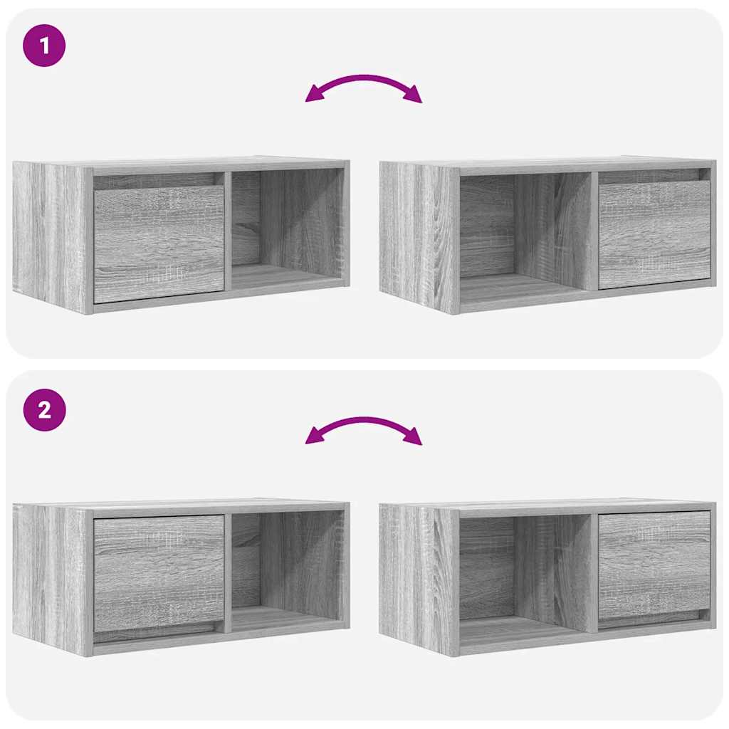 Meubles TV, lot de 2, gris Sonoma, 60 x 31 x 25,5 cm, matériau à base de bois