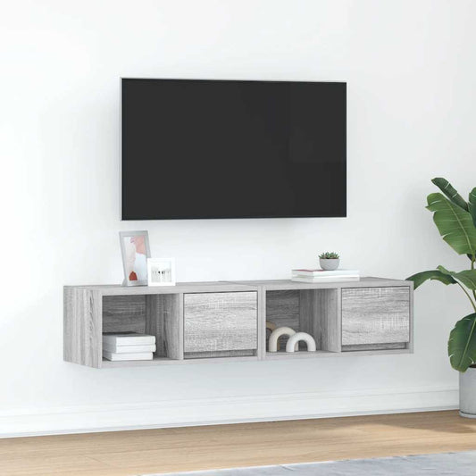 Meubles TV, lot de 2, gris Sonoma, 60 x 31 x 25,5 cm, matériau à base de bois