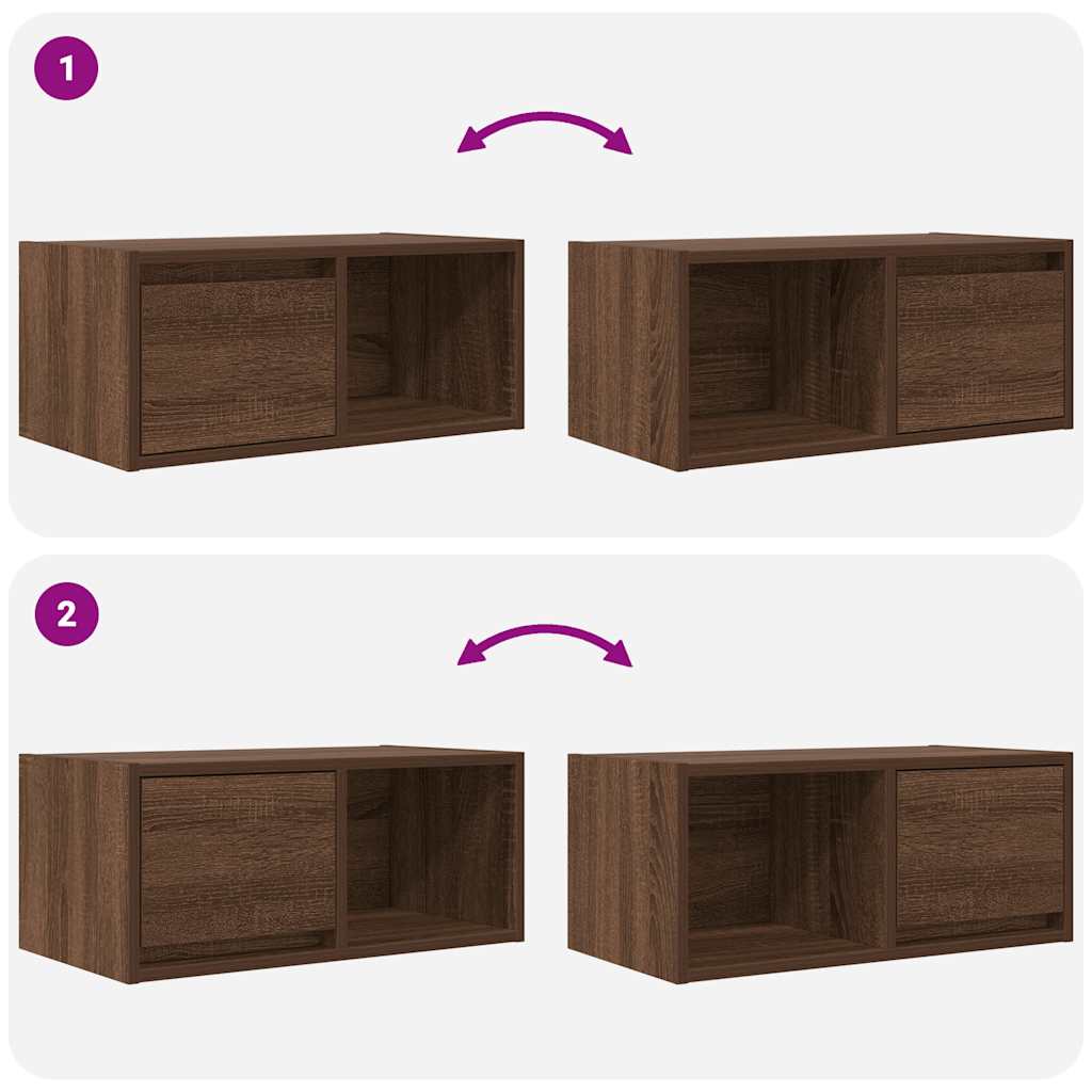 Meubles TV, lot de 2, aspect chêne brun, 60 x 31 x 25,5 cm