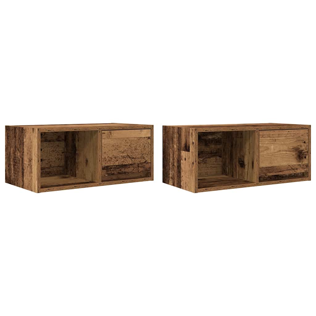 Meubles TV, lot de 2, aspect bois de récupération, 60 x 31 x 25,5 cm, matériau à base de bois