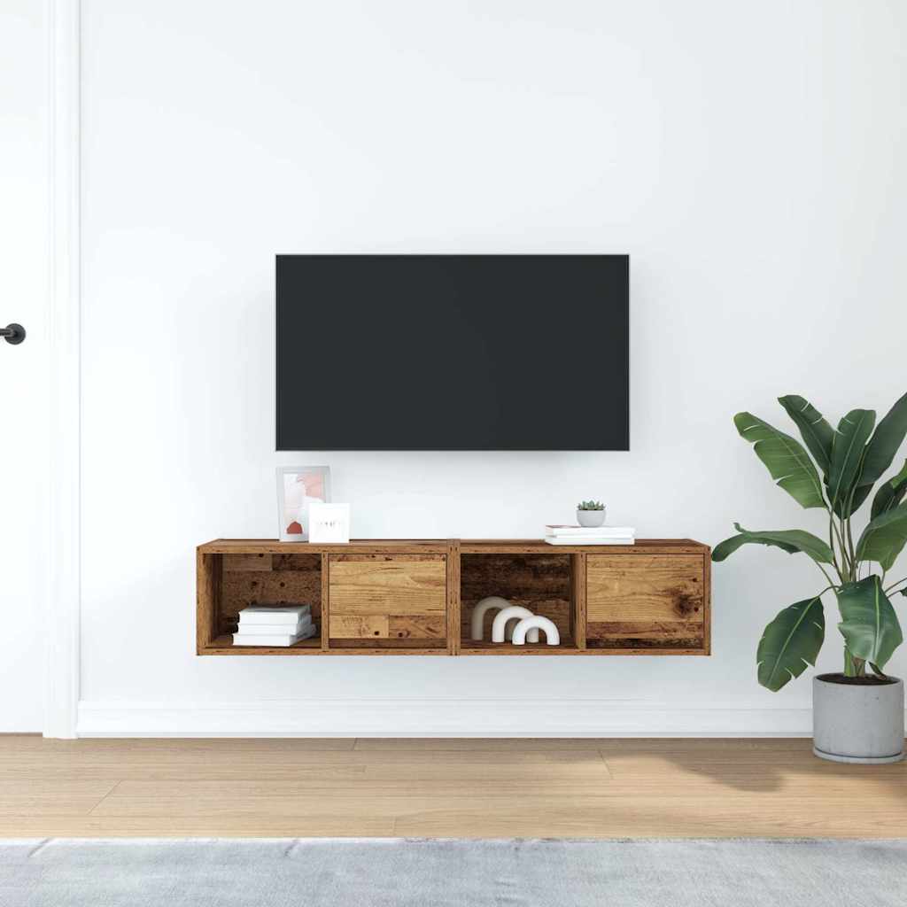 Meubles TV, lot de 2, aspect bois de récupération, 60 x 31 x 25,5 cm, matériau à base de bois