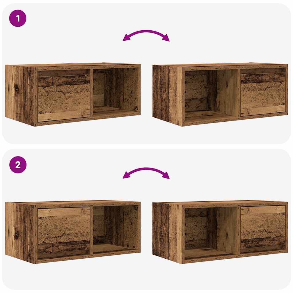 Meubles TV, lot de 2, aspect bois de récupération, 60 x 31 x 25,5 cm, matériau à base de bois