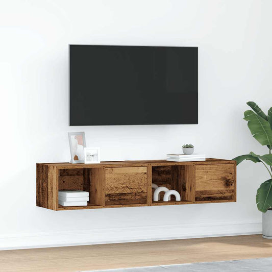 Meubles TV, lot de 2, aspect bois de récupération, 60 x 31 x 25,5 cm, matériau à base de bois
