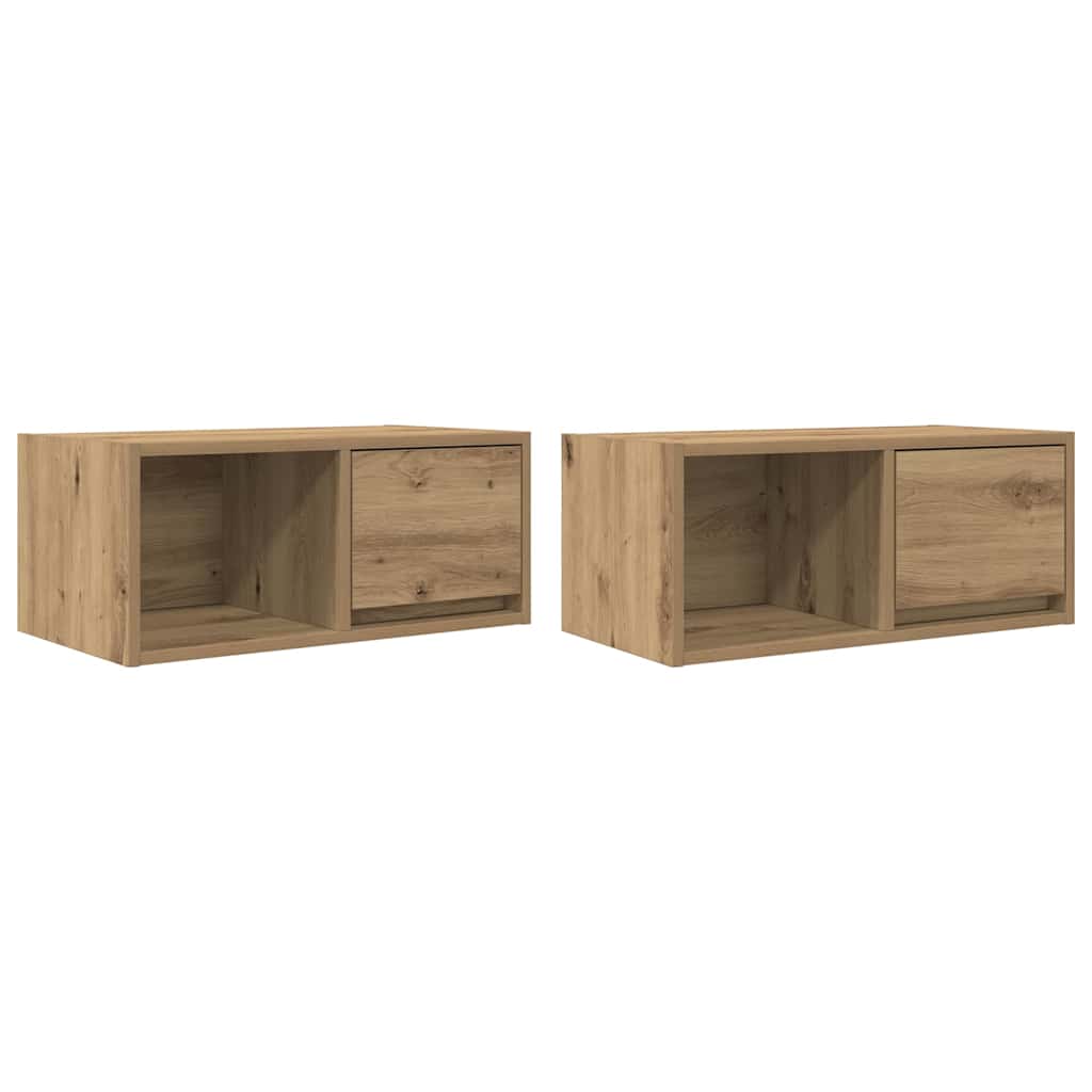 Meubles TV, lot de 2, chêne artisanal, 60 x 31 x 25,5 cm, matériau bois
