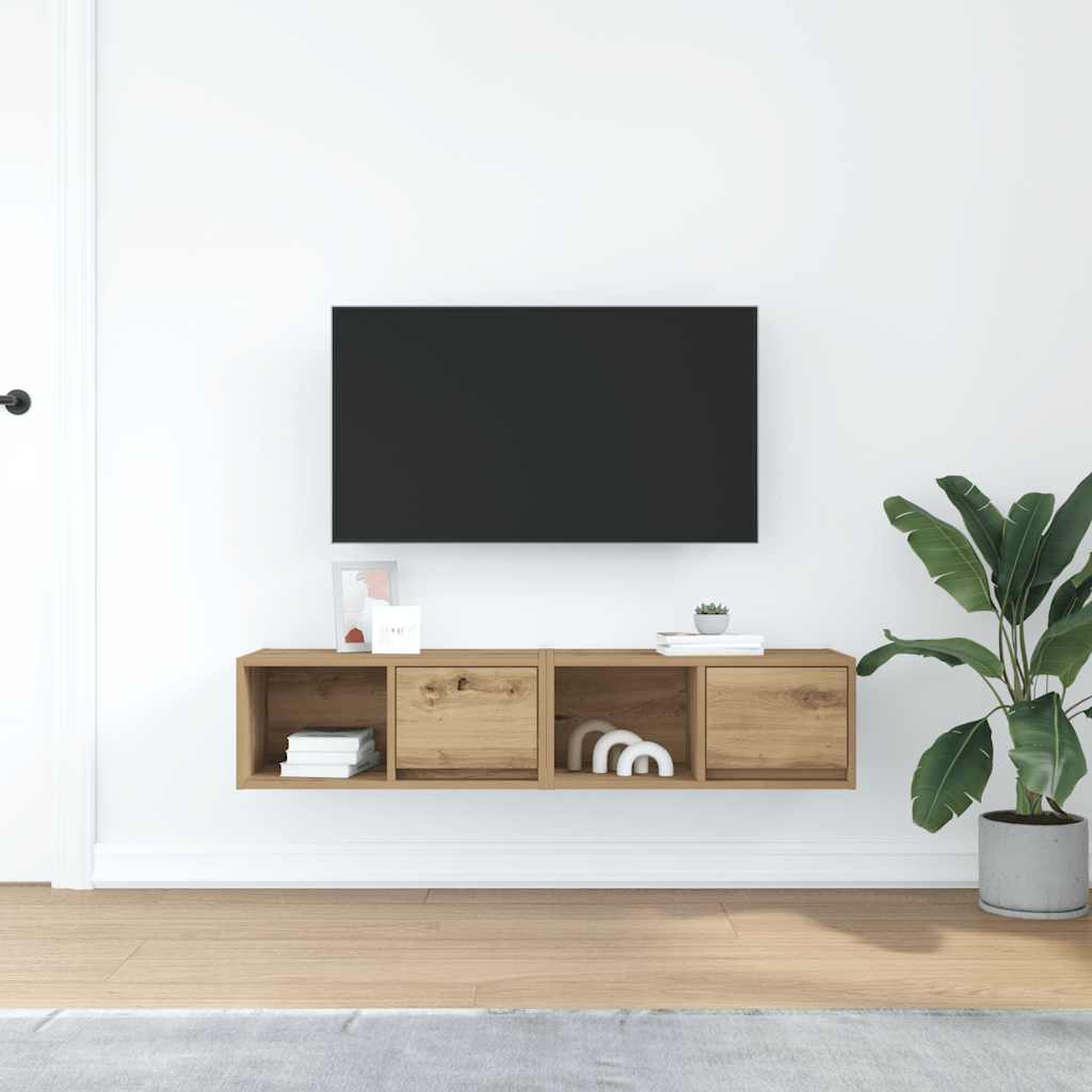 Meubles TV, lot de 2, chêne artisanal, 60 x 31 x 25,5 cm, matériau bois
