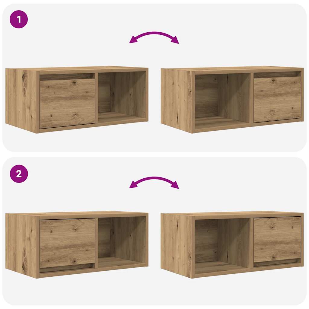 Meubles TV, lot de 2, chêne artisanal, 60 x 31 x 25,5 cm, matériau bois