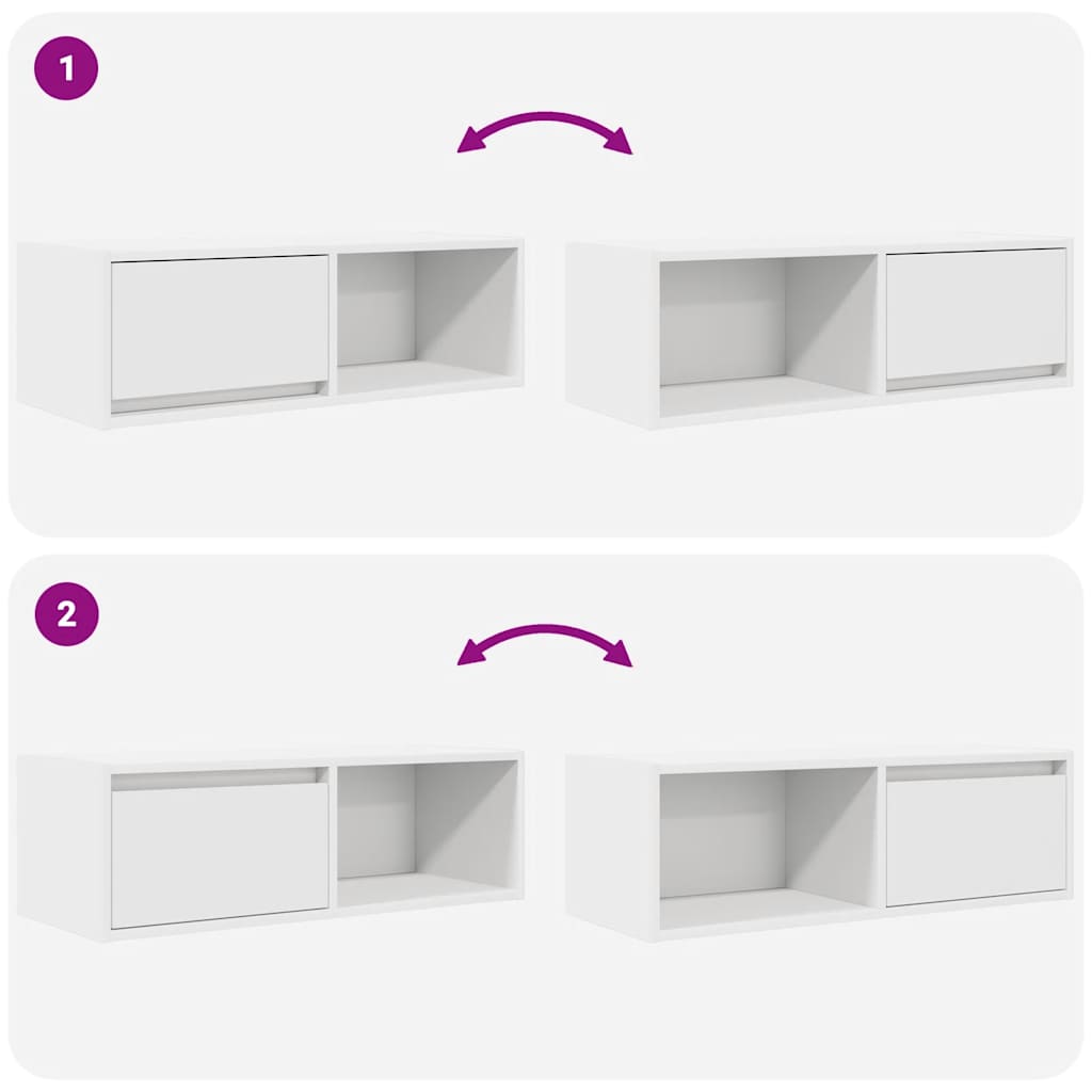 Meuble TV blanc 80x31x25,5 cm en matériau à base de bois