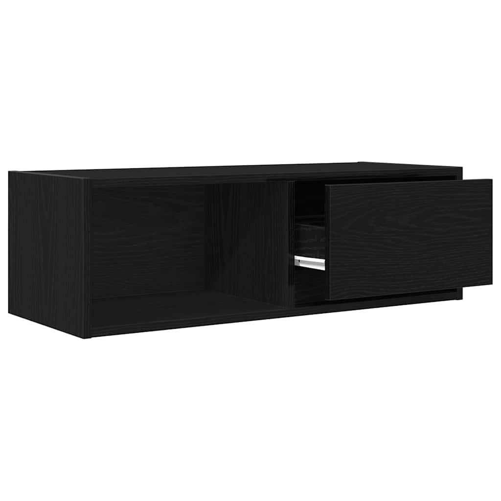 Meuble TV aspect chêne noir 80x31x25,5 cm matériau à base de bois