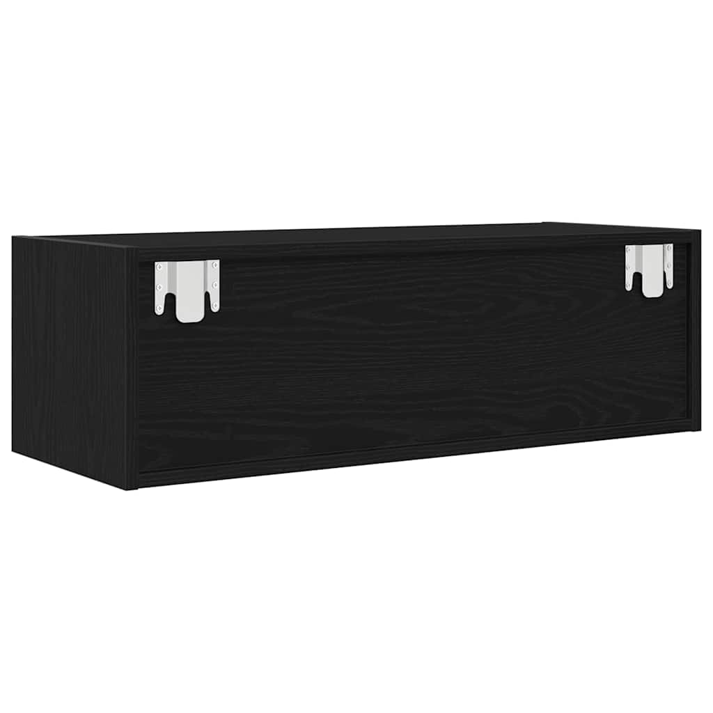 Meuble TV aspect chêne noir 80x31x25,5 cm matériau à base de bois