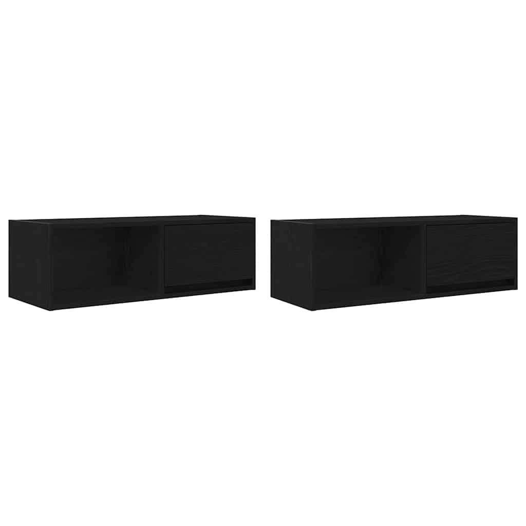 Meubles TV, lot de 2, aspect chêne noir, 80 x 31 x 25,5 cm
