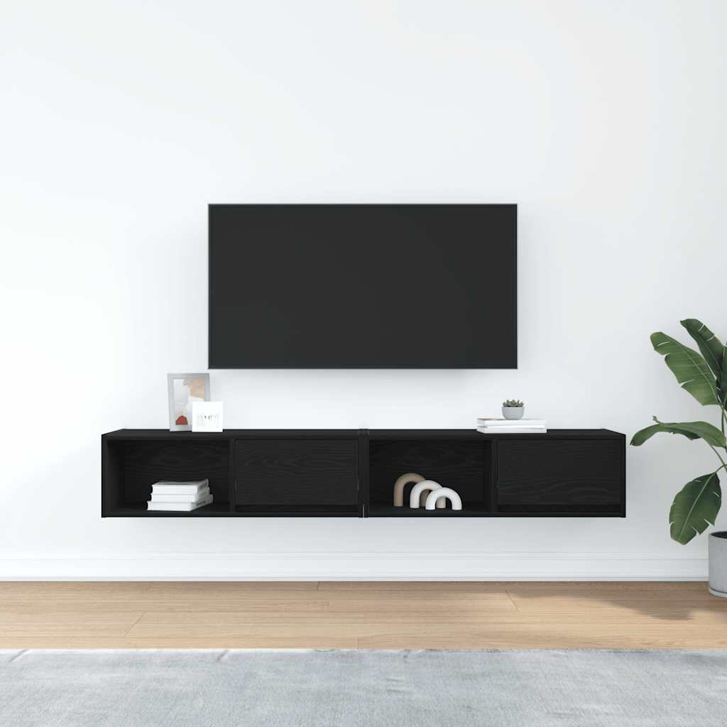 Meubles TV, lot de 2, aspect chêne noir, 80 x 31 x 25,5 cm