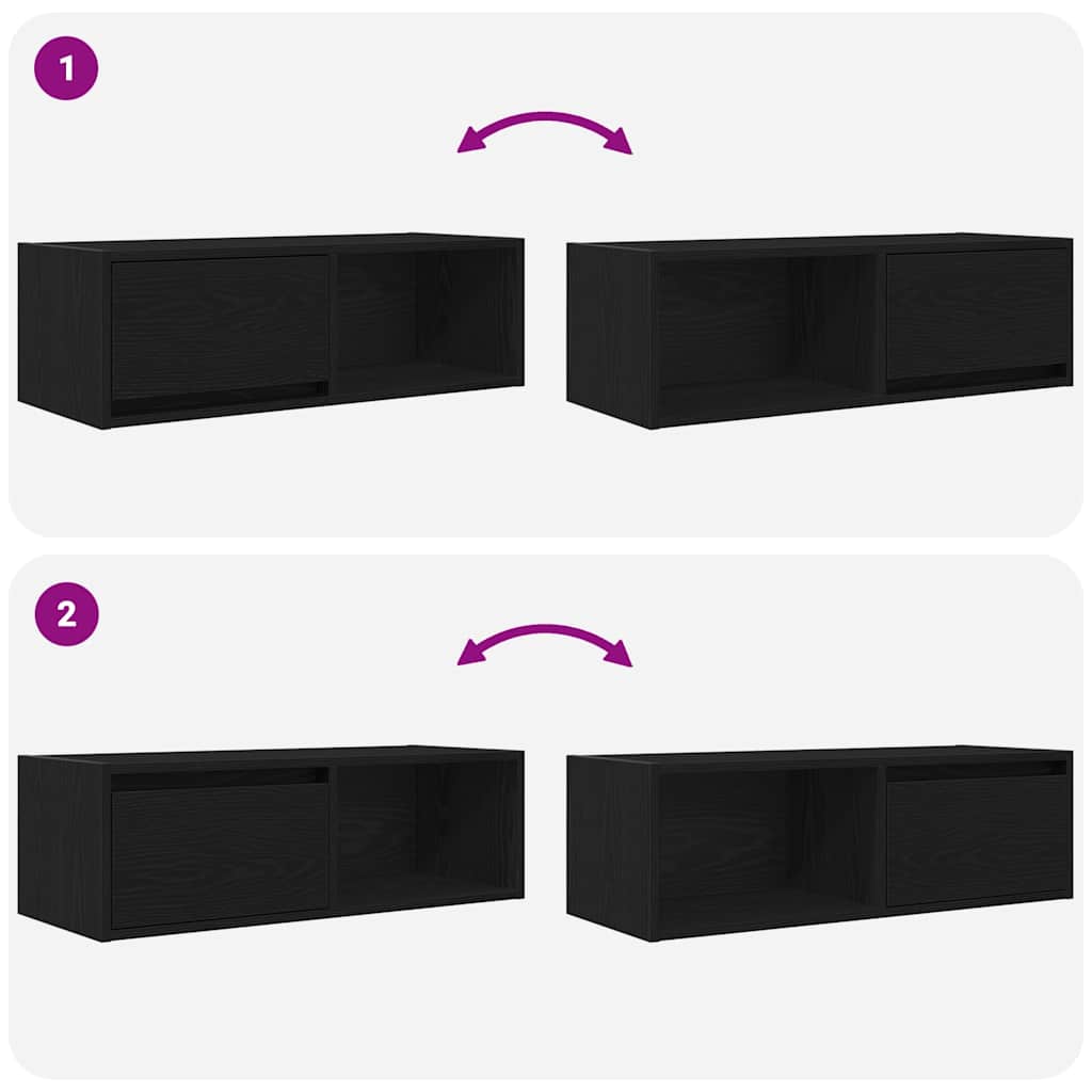 Meubles TV, lot de 2, aspect chêne noir, 80 x 31 x 25,5 cm