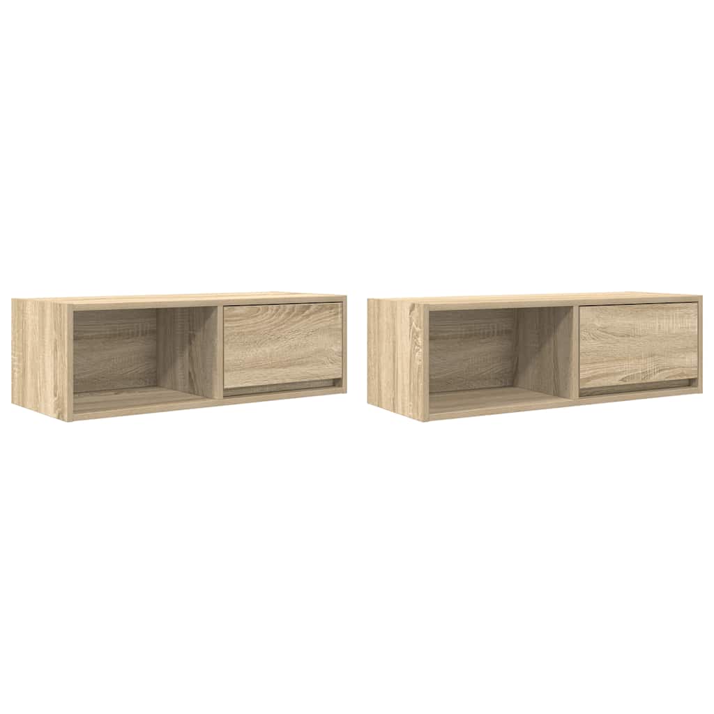 Meubles TV, lot de 2, en chêne Sonoma, 80 x 31 x 25,5 cm.