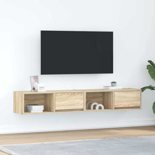 Meubles TV, lot de 2, en chêne Sonoma, 80 x 31 x 25,5 cm.